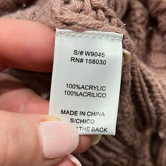 Love Tree Cropped Sweater Knitted Frayed Edge V-Neck Long Sleeves Pink Size S - Picture 2 of 5